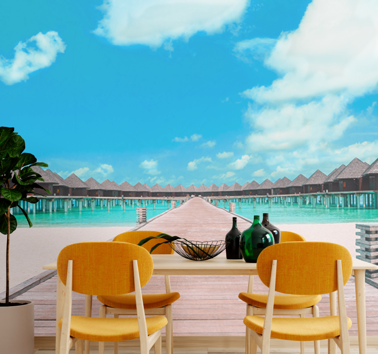 Trópusi kikötő Út - táj falfestmények - TenStickers