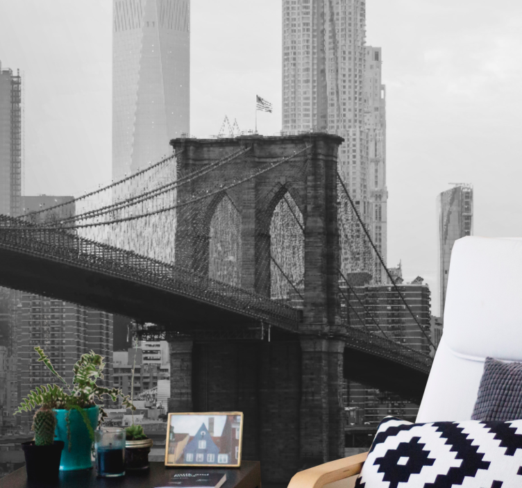 Városi falfestmény brooklyn híd sziluettje - TenStickers