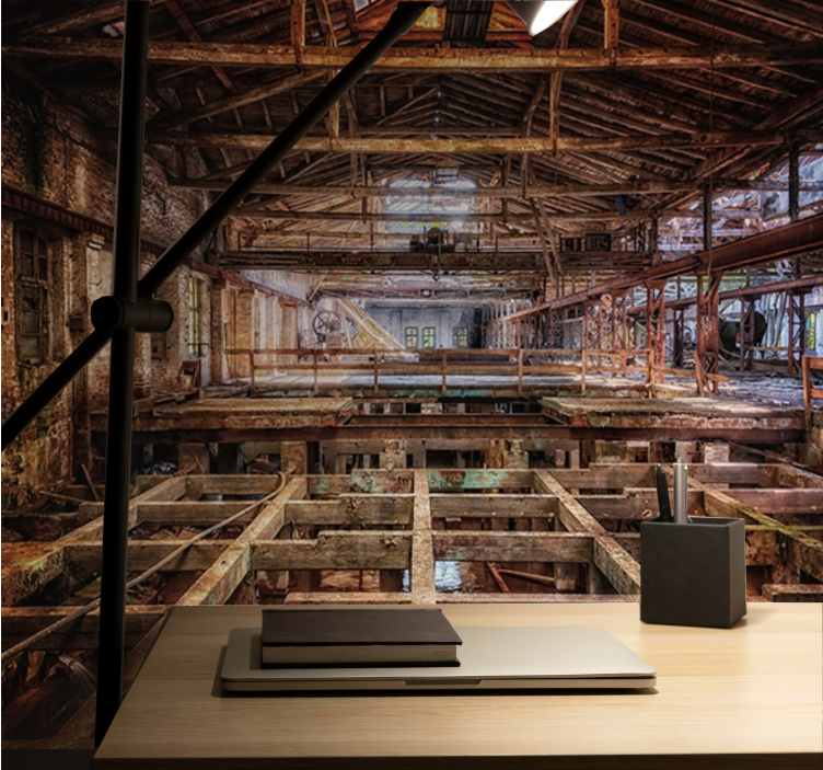 Városi falfestmény elhagyott ipari térben - TenStickers