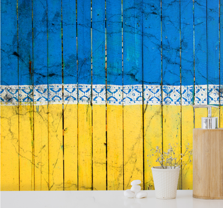 Városi falfestmény - fából készült deszka minta - TenStickers