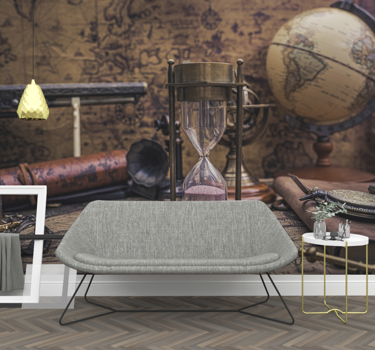 Vintage világtérkép fotó falfestmény - TenStickers