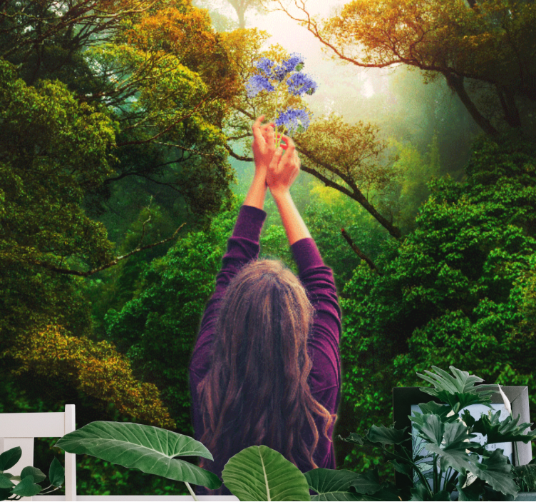 Virágokért nyúló természeti falikárpitok - TenStickers