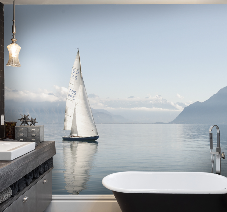 Vitorlás békés tenger a tengeri falfestmény alatt - TenStickers