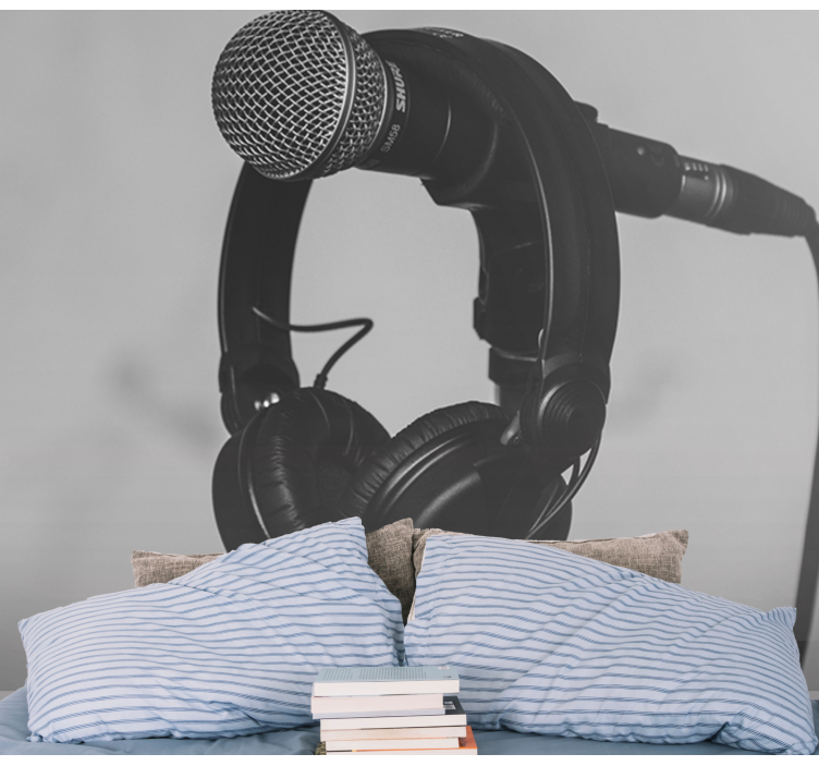 Zenei témájú falfestmények mikrofon és fejhallgató - TenStickers