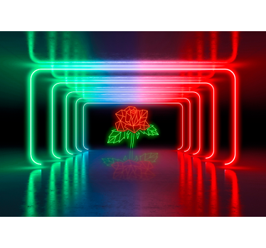 Neon rózsa 3d freskó tapéta - TenStickers