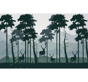 Erdei festmények - sziluett erdő skandináv - TenStickers