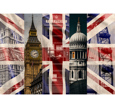 Londoni ikonok kollázsa Nappali falfestmények - TenStickers