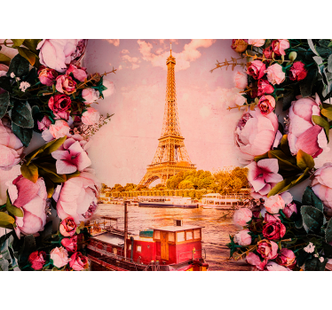 Eiffel-torony és virágok párizs falfestmény - TenStickers