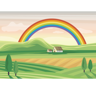 Szivárvány a mezőkön a gyermekek falfestményei felett - TenStickers