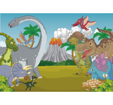 Vulkán-dinoszauruszok gyermekek falfestményei - TenStickers