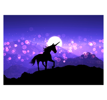 Sziluett egyszarvú gyermekek falfestményei - TenStickers