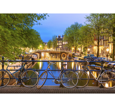 Amszterdami csatorna alkonyat Fototapéta Ámsterdam - TenStickers