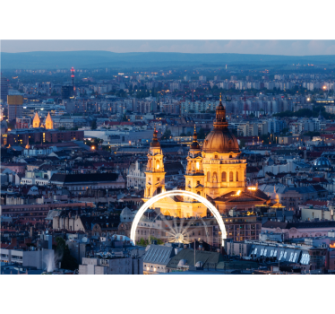 Történelmi budapesti éjszakai látkép Városi falfestmény - TenStickers