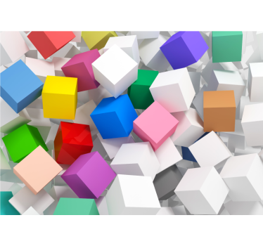 Falfestmény 3d kocka különböző színű 3d freskó háttérkép - TenStickers