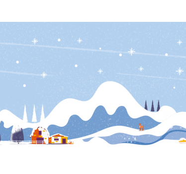 Havas hegyek sátrakkal gyermekek falfestmények - TenStickers