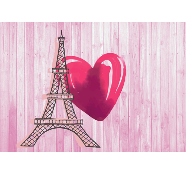 Eiffel-torony rózsaszín szív szerelem falfestmény - TenStickers