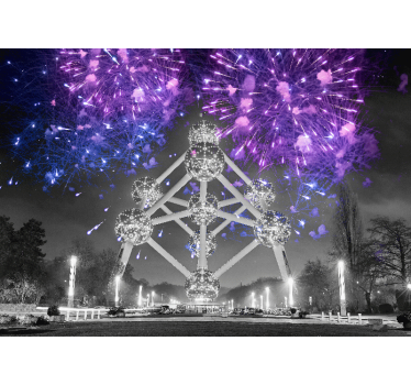 Atomium tűzijáték Városi falfestmény - TenStickers