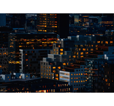 Oslo modern épületek éjszaka falfestmény - TenStickers