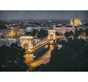 Lánchíd éjszakai látképe városi falfestmény - TenStickers