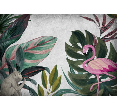 Flamingó és majom dzsungel falfestmények - TenStickers