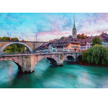 Bern híd panoráma városi falfestmény - TenStickers