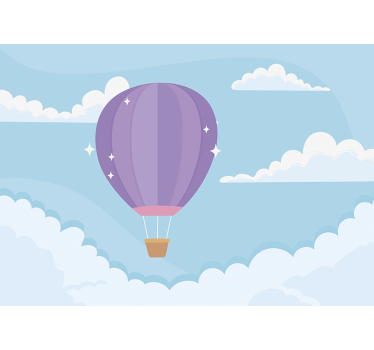 Fényes hőlégballon ég felhők gyermekek falfestmények - TenStickers