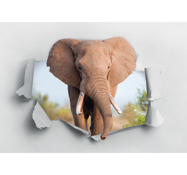 Elefánt törik a falat 3d falfestmény háttérkép - TenStickers