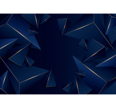 Kék és arany geometriai minta 3d falfestmény tapéta - TenStickers