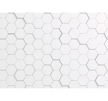 Fehér hatszög reális minta 3d falfestmény - TenStickers