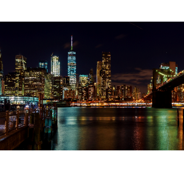 New york -i város fényei éjszakai városképek falfestményei - TenStickers