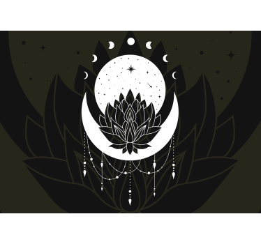 Lótusz hold minta mandala falfestmények - TenStickers