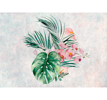 Akvarell monstera levelek minta természet falfestmények - TenStickers