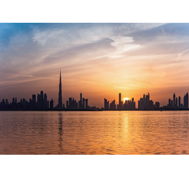 Dubai skyline naplemente városi falfestmény - TenStickers