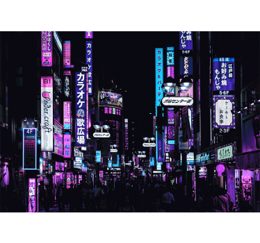 Neon tokiói utcák városi falfestmény - TenStickers