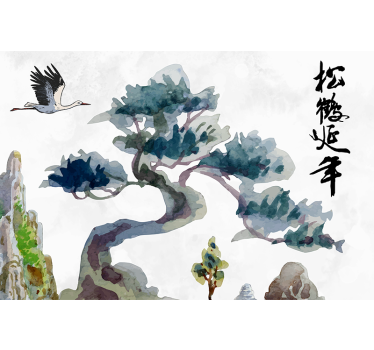 Japán bonsai fa és madár természet falfestmények - TenStickers