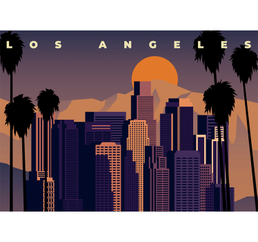 Los angeles naplemente város illusztráció nappali falfestmény - TenStickers