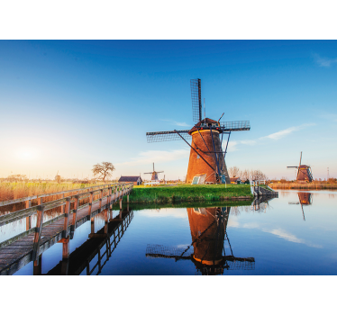 Szélmalom táj jelenet Fototapéta Ámsterdam - TenStickers
