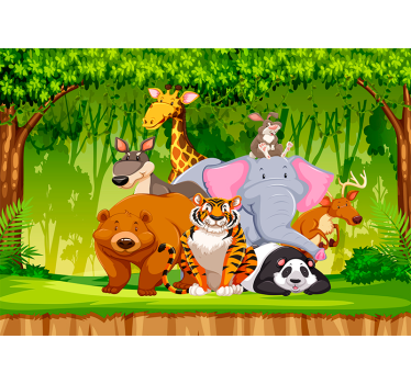 Animált dzsungel Gyermek hálószoba falfestmények - TenStickers
