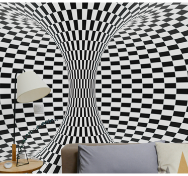 3d fekete-fehér alagút 3d falfestmény - TenStickers