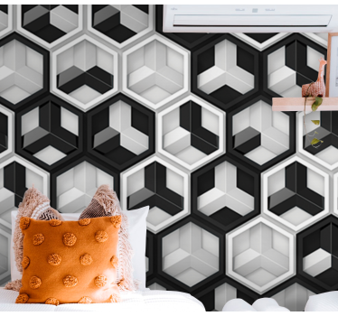 3d fekete-fehér geometria 3d falfestmény - TenStickers