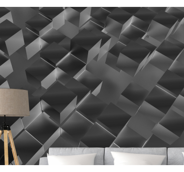 3d matt fekete csempe mintás falfestmény tapéta - TenStickers