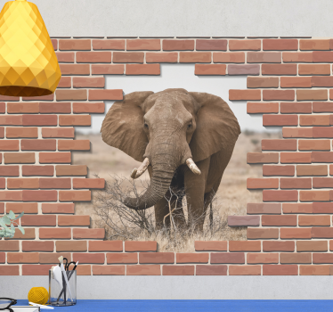 3d törött fal elefánt 3d falfestmény háttérkép - TenStickers