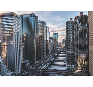 Chicago látkép városi falfestmény - TenStickers