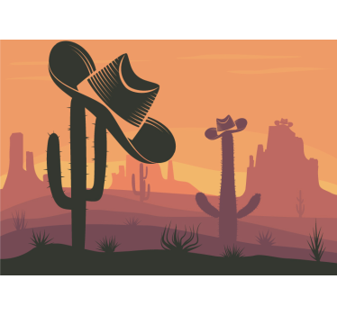 Cowboy kalap sivatagi falfestmény - TenStickers