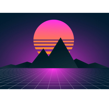 Geometrikus naplemente jelenet 3d hatású falfestmények - TenStickers