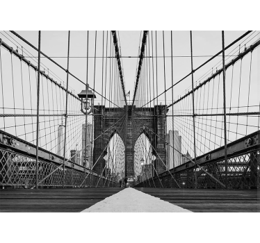 Fekete -fehér brooklyn -híd 3d falfestmény tapéta - TenStickers