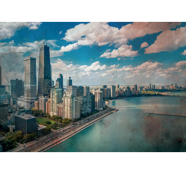 Chicago látkép perspektíva városi falfestmény - TenStickers