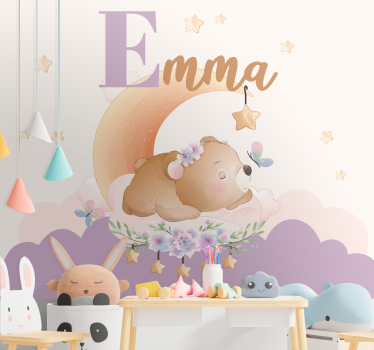 Alvó medve Éj - gyermek hálószoba falfestmények - TenStickers