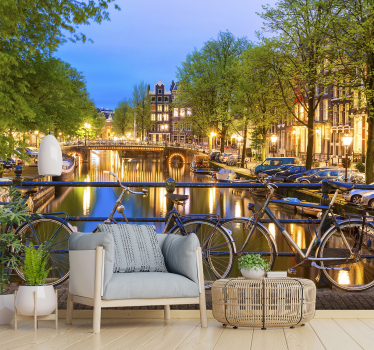 Amszterdami csatorna alkonyat Fototapéta Ámsterdam - TenStickers