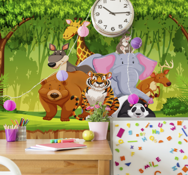 Animált dzsungel Gyermek hálószoba falfestmények - TenStickers